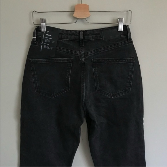 NWT Frank & Oak / The Stevie High Waisted Tapered Jean in Washed Black - Picture 9 of 13